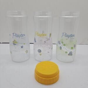 Lot Of Vintage Playtex Nurser Bottles 2003 3 Bottles, cap, blues Yellows